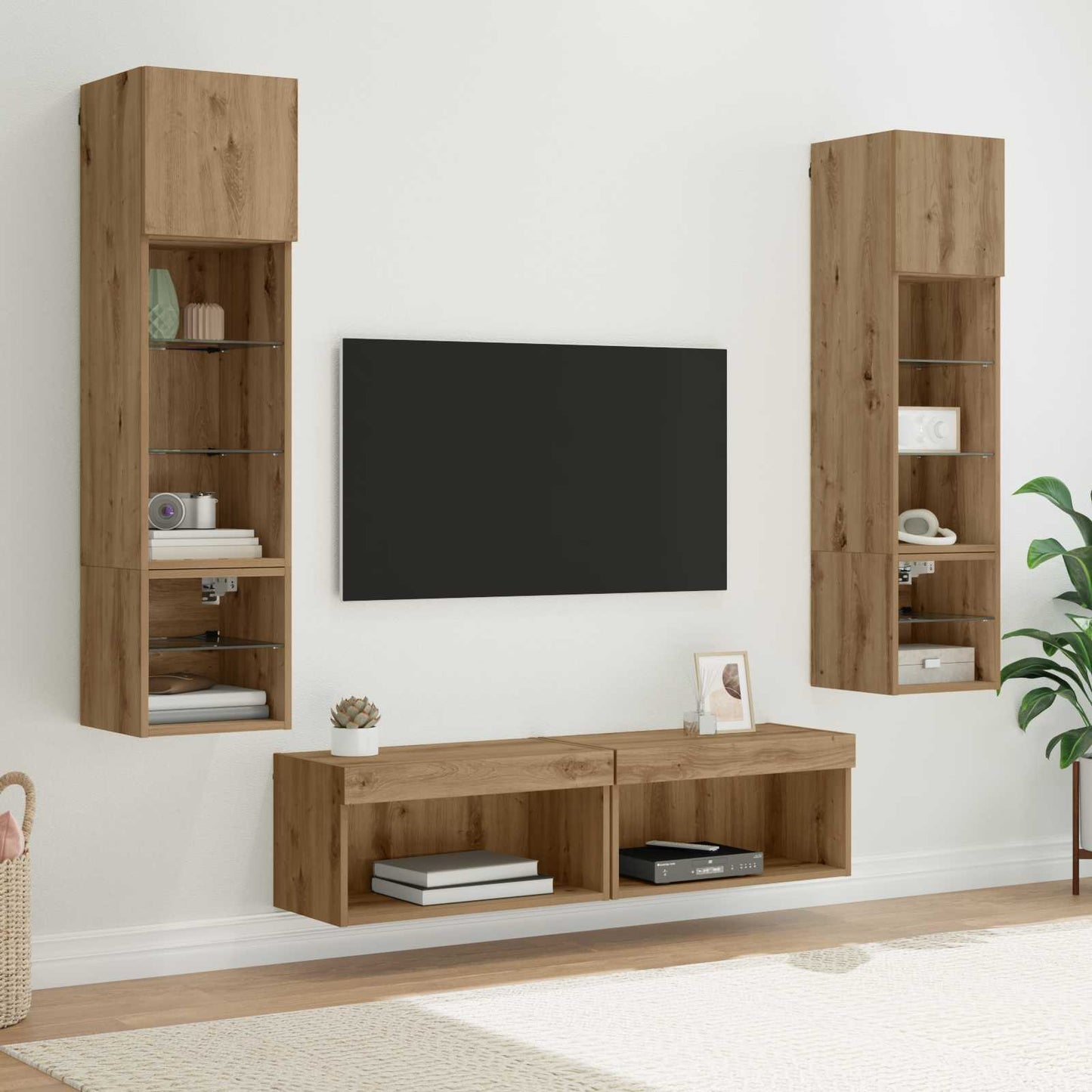TV Wall Unit Wall-mounted 6 pcs Artisan Oak Engineered Wood