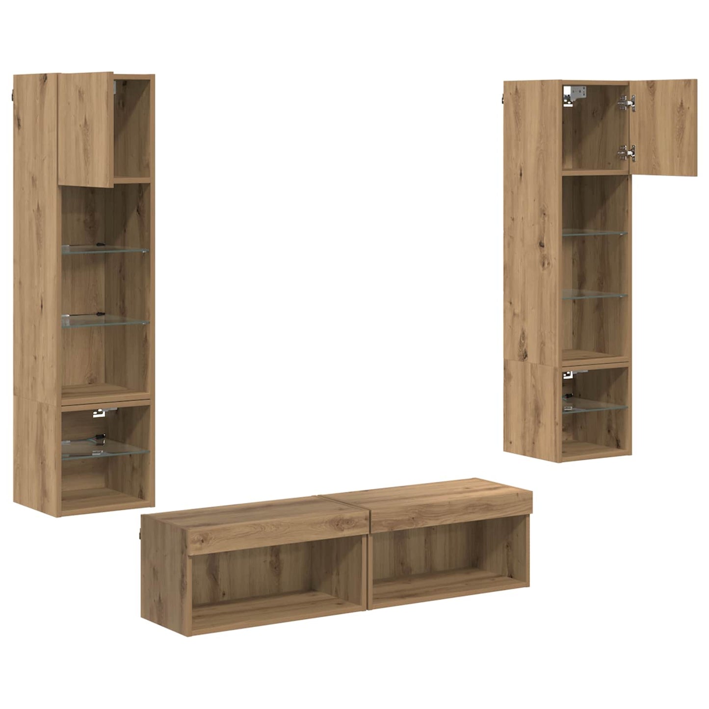 TV Wall Unit Wall-mounted 6 pcs Artisan Oak Engineered Wood