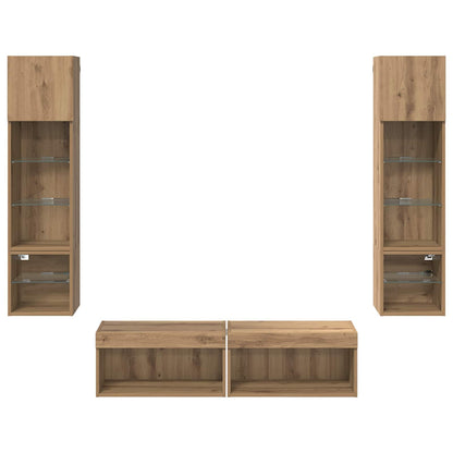 TV Wall Unit Wall-mounted 6 pcs Artisan Oak Engineered Wood