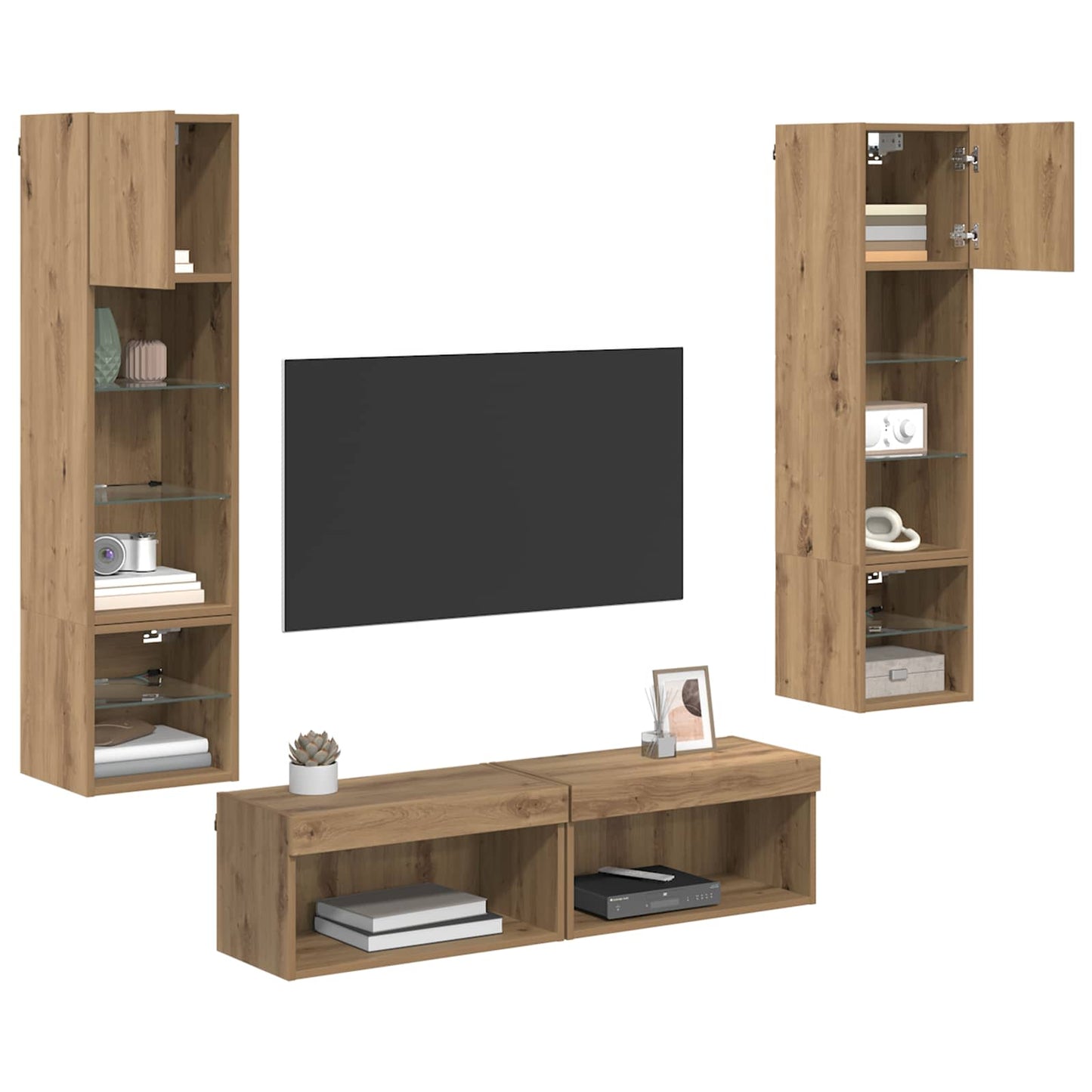 TV Wall Unit Wall-mounted 6 pcs Artisan Oak Engineered Wood