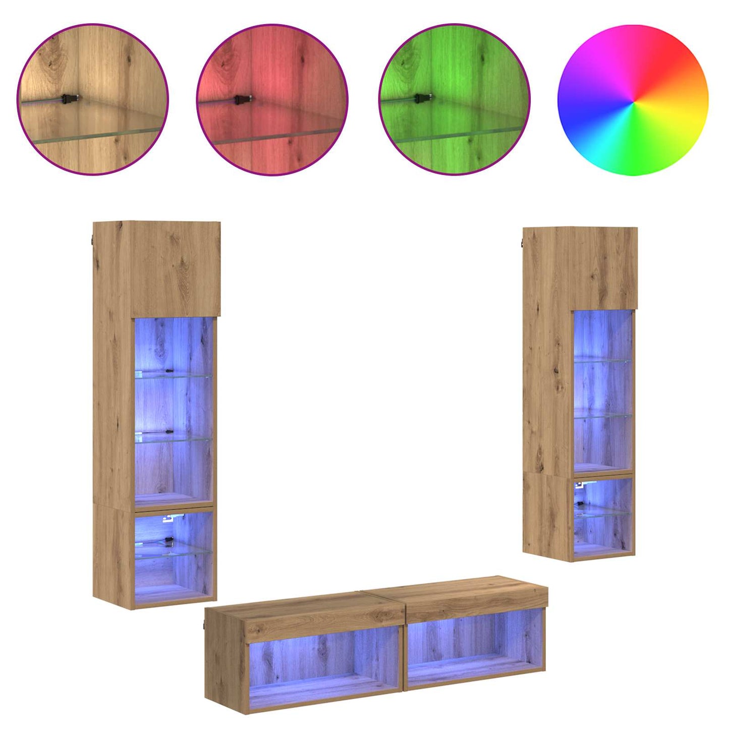 TV Wall Unit Wall-mounted 6 pcs Artisan Oak Engineered Wood