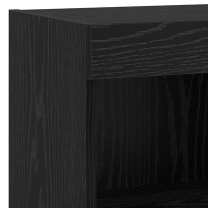 TV Wall Unit Wall-mounted 6 pcs Black Oak Engineered Wood