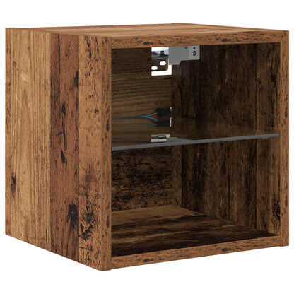 TV Cabinet with LED Strip Lights 8 pcs Old Wood Glass