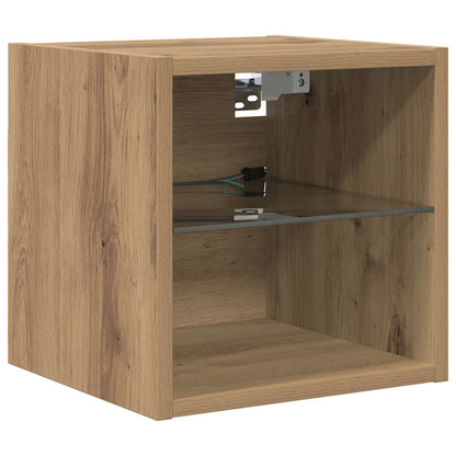 TV Cabinet with LED Strip Lights 8 pcs Artisan Oak Glass