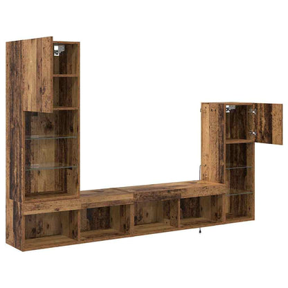 TV Wall Units Wall-mounted 4 pcs Old Wood Engineered Wood