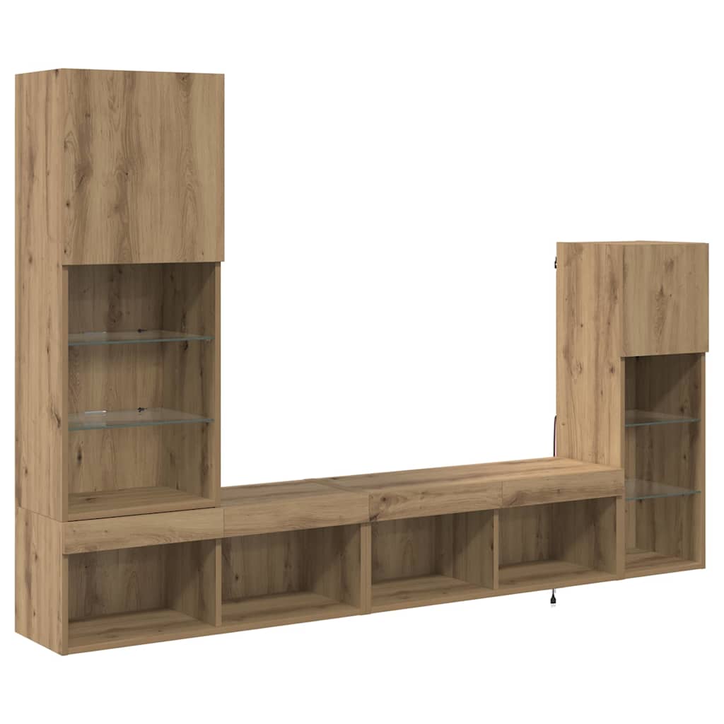 TV Wall Units Wall-mounted 4 pcs Artisan Oak Engineered Wood