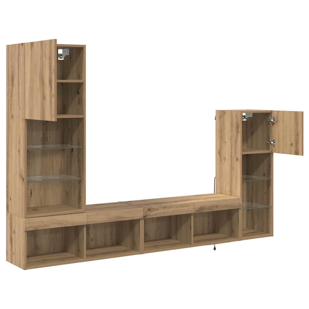 TV Wall Units Wall-mounted 4 pcs Artisan Oak Engineered Wood
