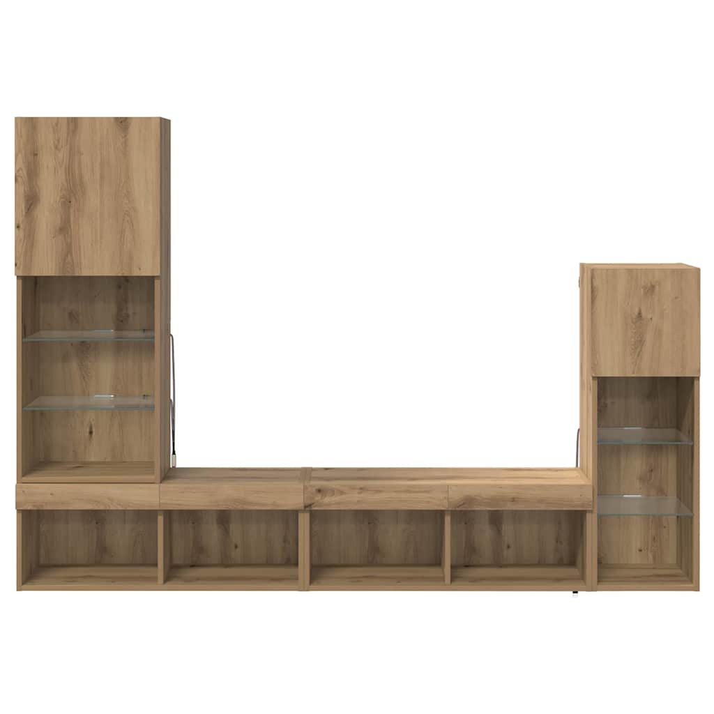 TV Wall Units Wall-mounted 4 pcs Artisan Oak Engineered Wood