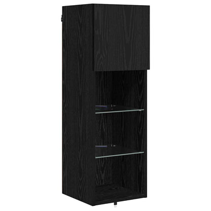 TV Wall Units Wall-mounted 4 pcs Black Oak Engineered Wood