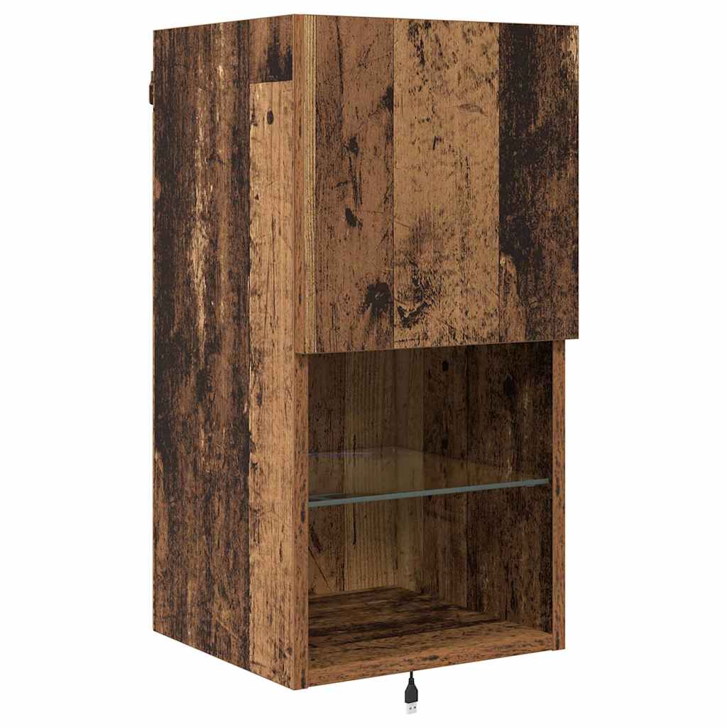 TV Wall Units with LED Strip Lights Old Wood Engineered Wood