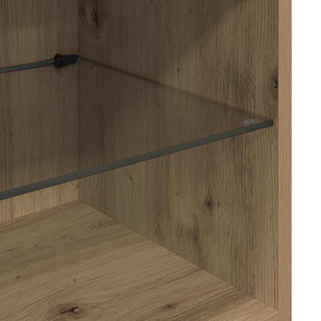 TV Wall Units with LED Strip Lights Artisan Oak Engineered Wood