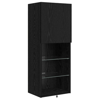 TV Wall Units with LED Strip Lights Black Oak Engineered Wood