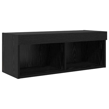 TV Wall Units with LED Strip Lights Black Oak Engineered Wood