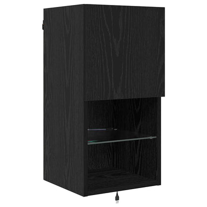 TV Wall Units with LED Strip Lights Black Oak Engineered Wood