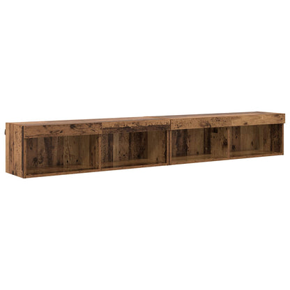 TV Wall Units with LED 5 pcs Old Wood Engineered Wood