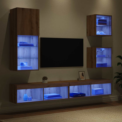 TV Wall Units with LED 5 pcs Artisan Oak Engineered Wood