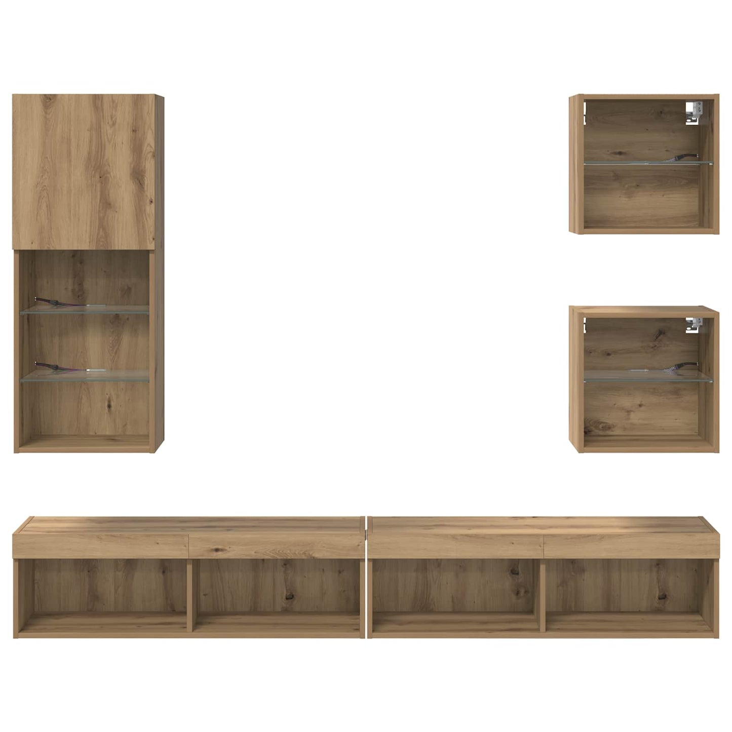 TV Wall Units with LED 5 pcs Artisan Oak Engineered Wood