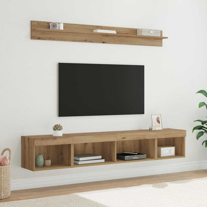 TV Wall Cabinet Set with LED 5 pcs Artisan Oak Engineered Wood