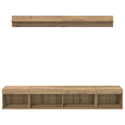 TV Wall Cabinet Set with LED 5 pcs Artisan Oak Engineered Wood