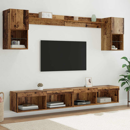 TV Wall Units with LED with LED 6 pcs Old Wood Engineered Wood