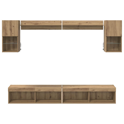 TV Wall Units with LED 6 pcs Artisan Oak Engineered Wood