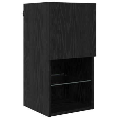 TV Wall Units with LED with LED 6 pcs Black Oak Engineered Wood
