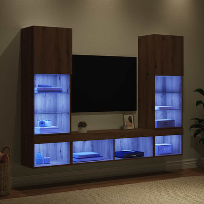 TV Wall Units with LED 5 pcs Artisan Oak Engineered Wood