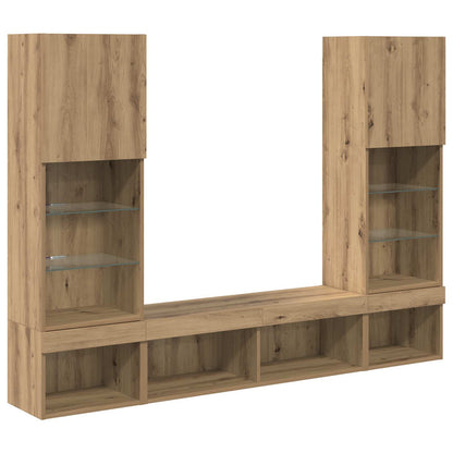 TV Wall Units with LED 5 pcs Artisan Oak Engineered Wood