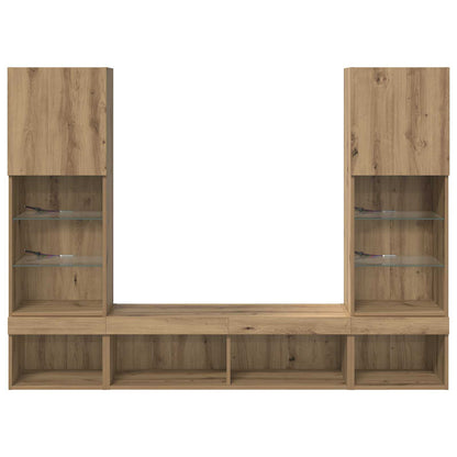 TV Wall Units with LED 5 pcs Artisan Oak Engineered Wood
