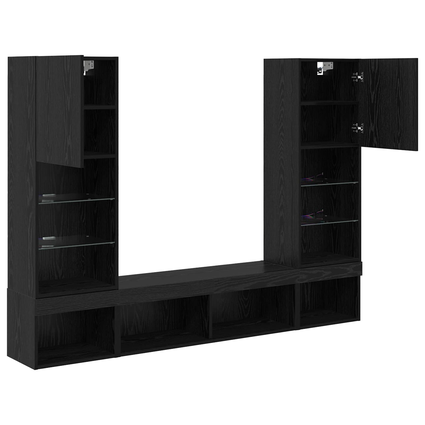 TV Wall Units with LED 5 pcs 40.5 x 30 x 102 cm Black Oak