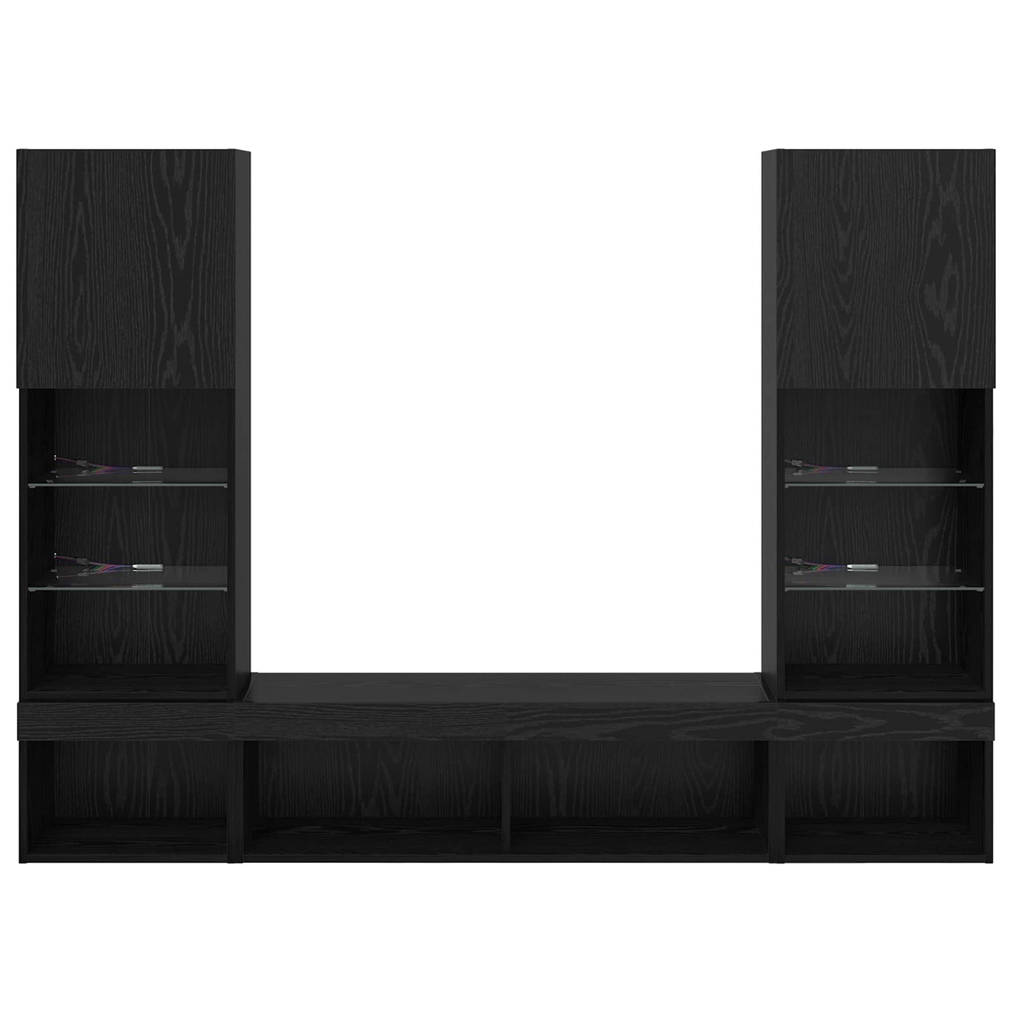 TV Wall Units with LED 5 pcs 40.5 x 30 x 102 cm Black Oak