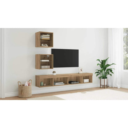 TV Wall Units with LED 5 pcs Artisan Oak Engineered Wood