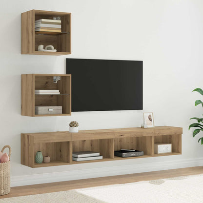 TV Wall Units with LED 5 pcs Artisan Oak Engineered Wood