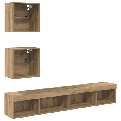 TV Wall Units with LED 5 pcs Artisan Oak Engineered Wood