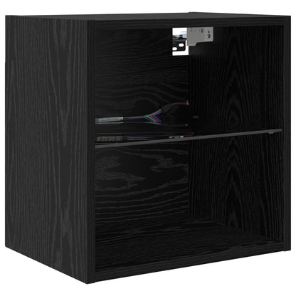 TV Wall Units with LED with LED 5 pcs Black Oak Engineered Wood