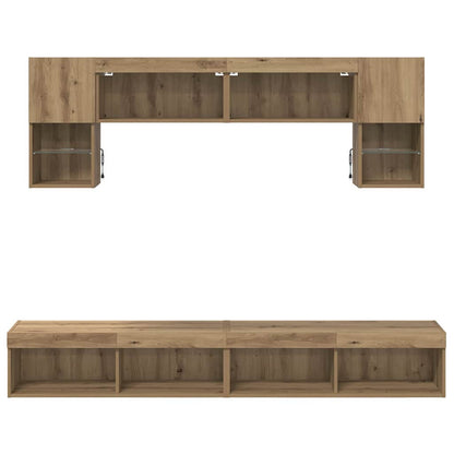TV Wall Units with LED 6 pcs Artisan Oak Engineered Wood