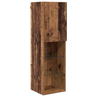 TV Wall Unit with LED 4 pcs Old Wood Engineered Wood