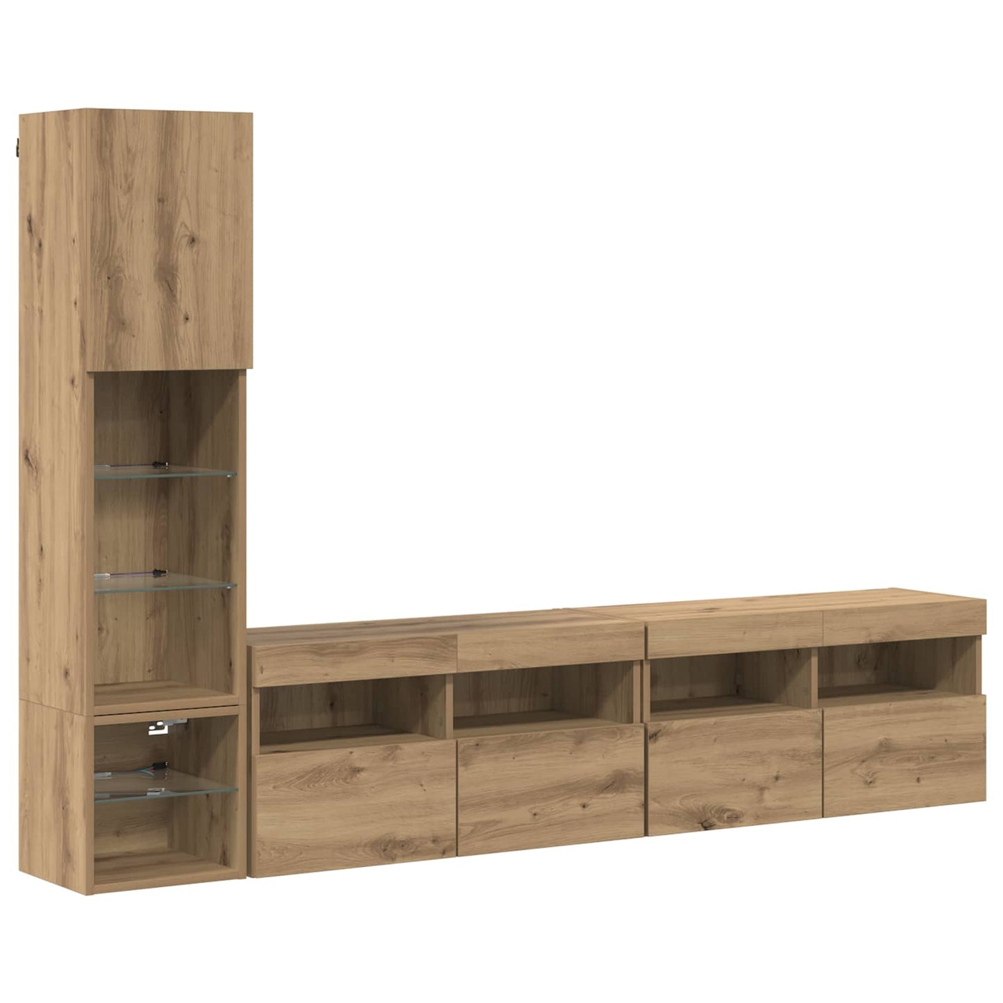 TV Wall Unit with LED 4 pcs Artisan Oak Engineered Wood