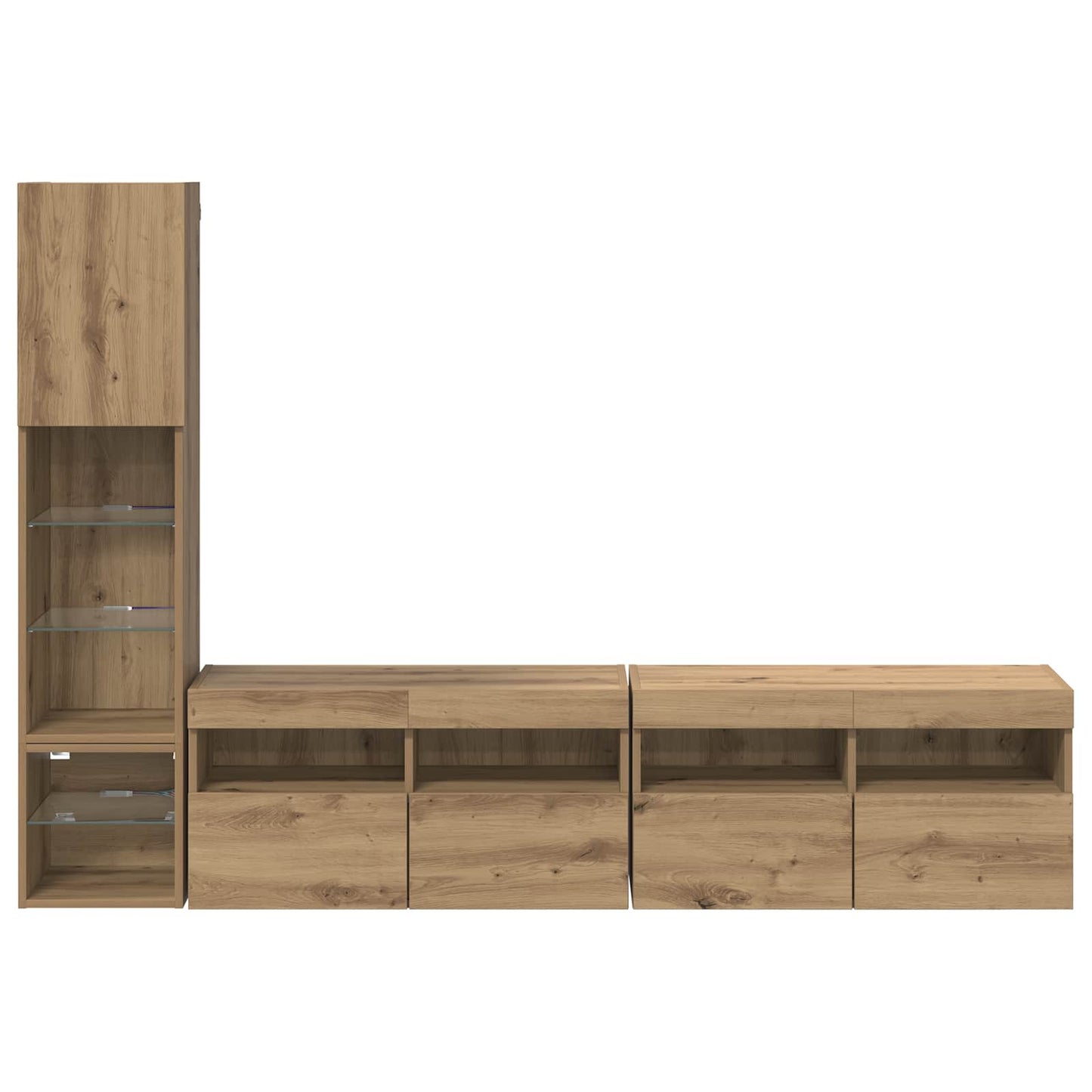 TV Wall Unit with LED 4 pcs Artisan Oak Engineered Wood