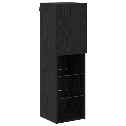 TV Wall Unit with LED 4 pcs Black Oak Engineered Wood