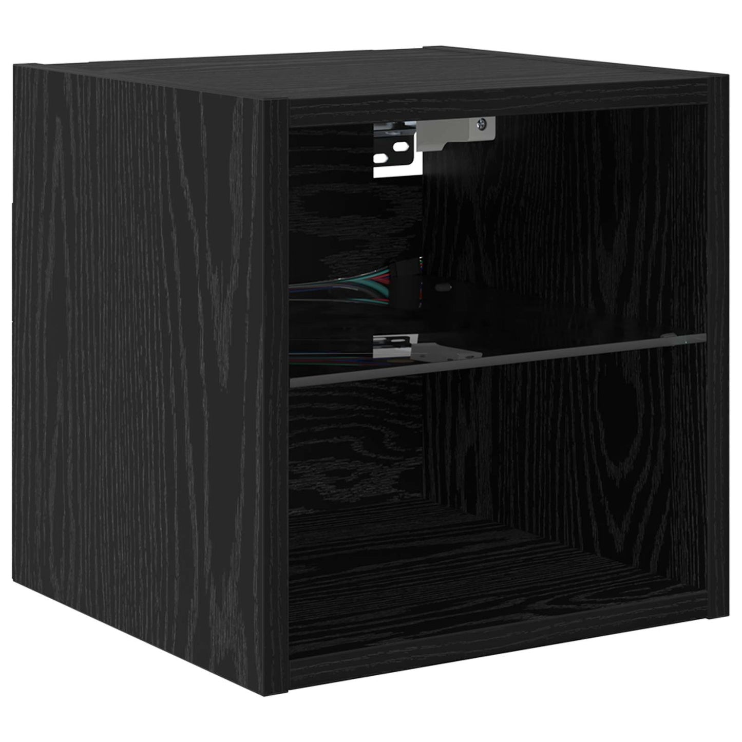 TV Wall Unit with LED 4 pcs Black Oak Engineered Wood