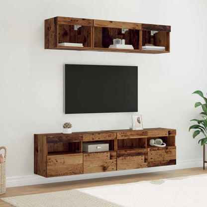 TV Wall Units with LED with LED 5 pcs Old Wood 80 x 30 x 40 cm