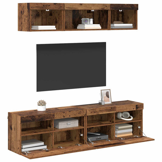 TV Wall Units with LED with LED 5 pcs Old Wood 80 x 30 x 40 cm