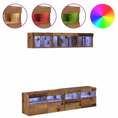 TV Wall Units with LED with LED 5 pcs Old Wood 80 x 30 x 40 cm