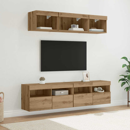 TV Wall Units with LED 5 pcs Artisan Oak 80 x 30 x 40 cm
