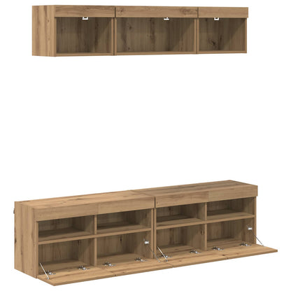 TV Wall Units with LED 5 pcs Artisan Oak 80 x 30 x 40 cm