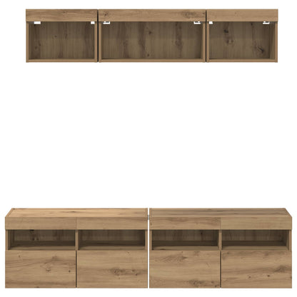 TV Wall Units with LED 5 pcs Artisan Oak 80 x 30 x 40 cm