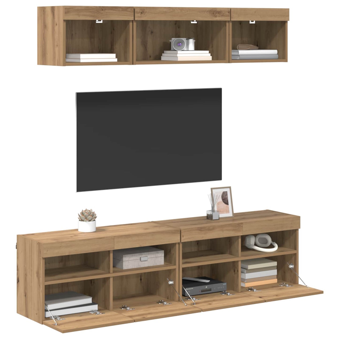 TV Wall Units with LED 5 pcs Artisan Oak 80 x 30 x 40 cm