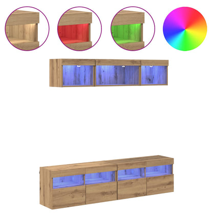 TV Wall Units with LED 5 pcs Artisan Oak 80 x 30 x 40 cm
