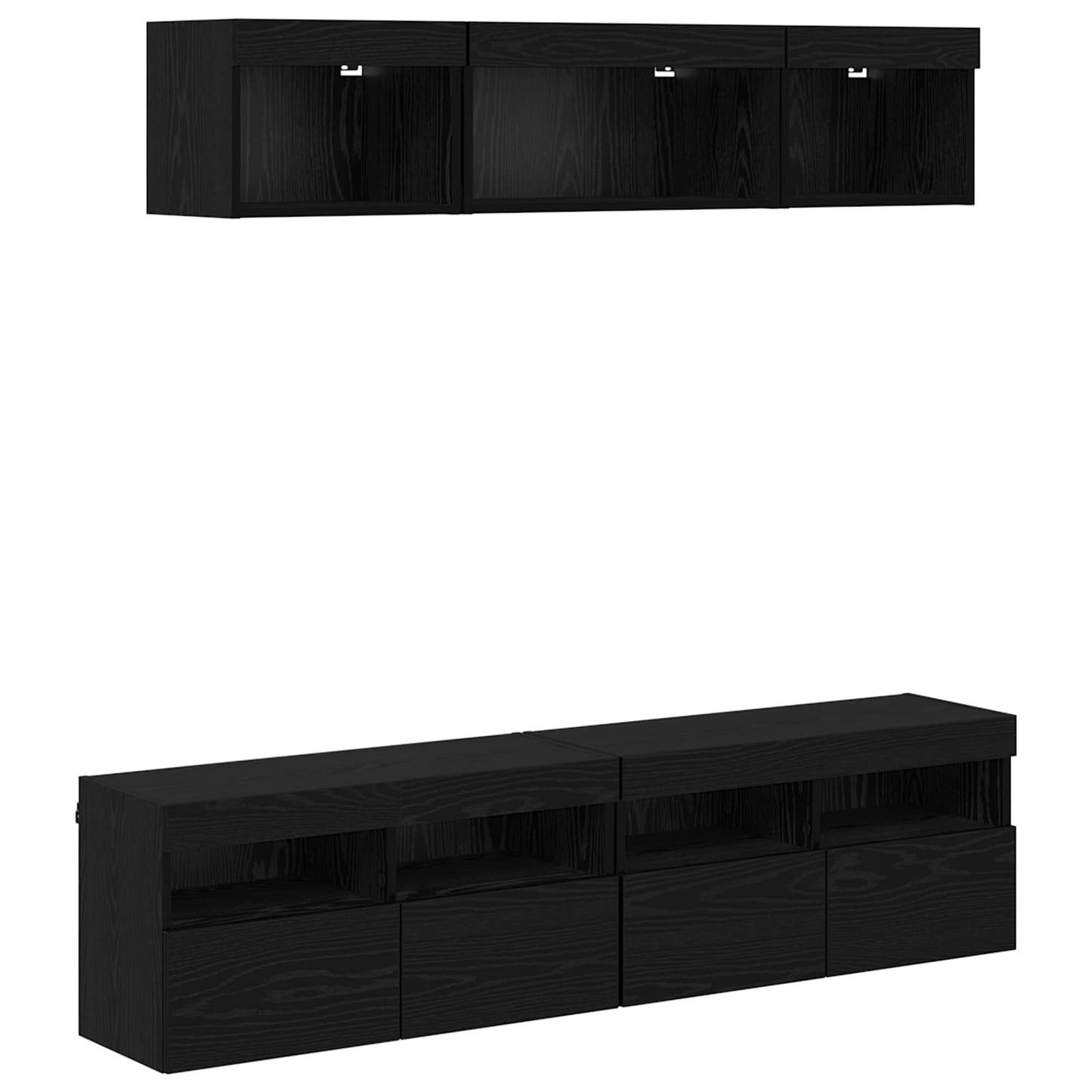 TV Wall Units with LED with LED 5 pcs Black Oak 80 x 30 x 40 cm
